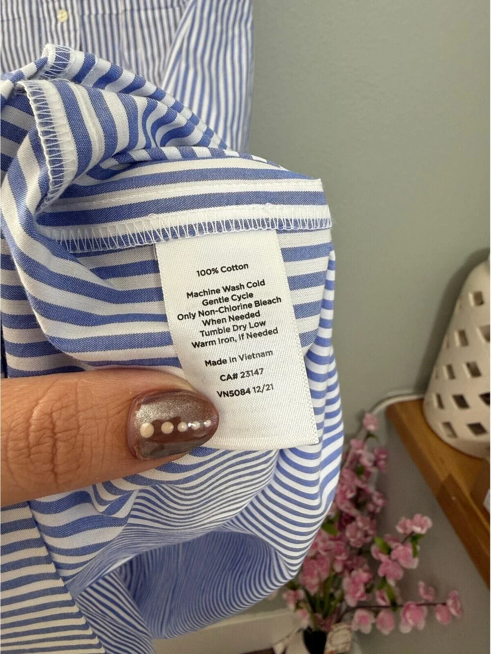 Talbots Poplin Fit & Flare Striped Midi Dress - Women's 14 NWOT